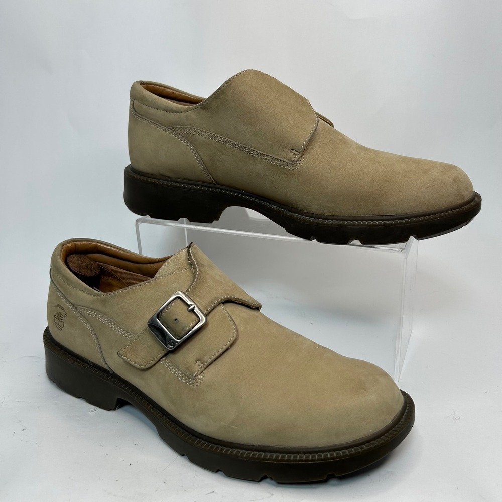 Timberland Womens 9.5 Tan Leather Waterproof Monk Strap Lug Sole Shoes 15394